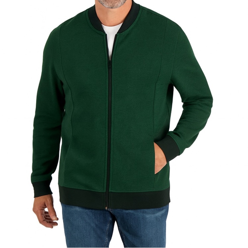 Alfani Men's Forest Green Zip-Up Sweater